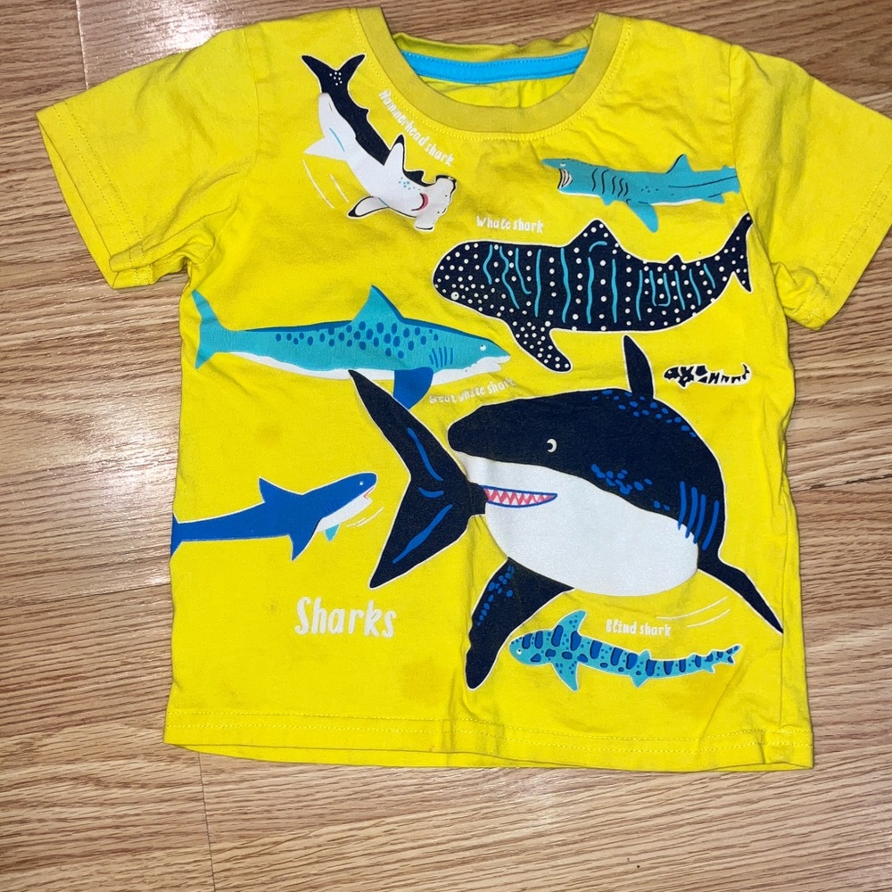 Yellow Shark Print Kids T-Shirt